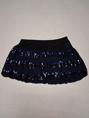 MLB Navy Blue Sequin Tiered Mini Skirt